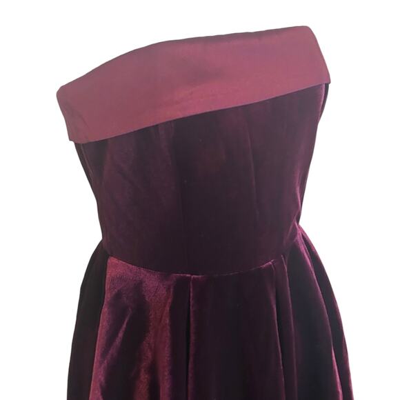 Club L London Mina Velvet Strapless Bandeau Mini Dress Red Burgundy 6 - Picture 5 of 8